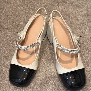 Chic Black and Cream Slingback Heels